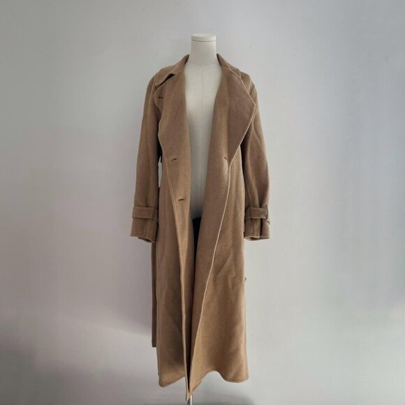 Vince Camel Wool Blend Double Breasted Trench Coat | Womens Size Small - Picture 2 of 8